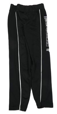 Čierne športové legíny s nápisom a pruhom Ergeenomixx