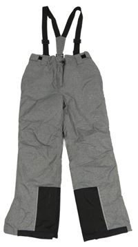 Šedé melírované šusťákové oteplovačky s odepínacími kšandami Yigga