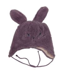 Fialová chlpatá čapica s králikom Ergee