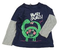 Tmavomodro-šedé triko s dinosaurem George