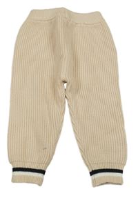 Béžové pletené tepláky s pruhmi Shein