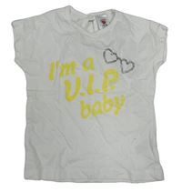 Biele tričko s nápisom a srdiečkami C&A