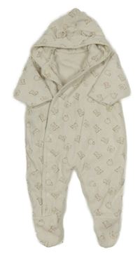 Smetanová sametová zateplená kombinéza se zvířaty a kapucí George