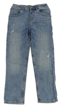 Modré slim fit rifle s vyšúchaním H&M