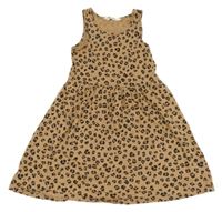 Hnedé bavlnené šaty s leopardím vzorom H&M