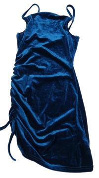 Petrolejové zamatové šaty Shein