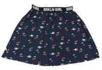 Tmavomodrá bodkovaná á ľahká sukňa s třešněmi S. Oliver