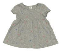 Sivé melírované bavlnené šaty so srdiečkami H&M