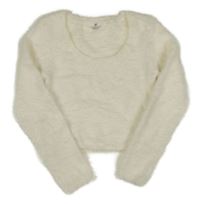 Biely chlpatý crop sveter H&M
