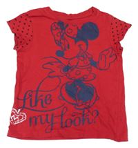 Červené tričko s Minnie a puntíky Disney