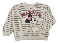 Béžovo-čierna pruhovaná mikina s Minnie H&M