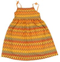 Oranžovo-farebné vzorované čipkové šaty M&S