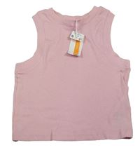 Svetloružový rebrovaný crop top
