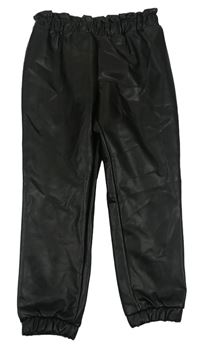 Čierne koženkové cuff nohavice