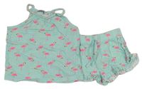 2 set - Svetlomodrý top s plameňáky + kraťasy Primark
