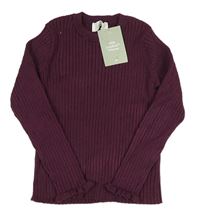 Vínový rebrovaný sveter H&M