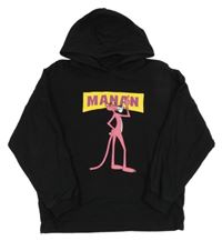 Černá mikina s Růžovým Panterem a kapucí 