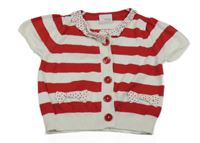 Červeno-bílá pruhovaná propínací svetrová vesta s mašlemi Next