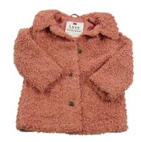 Nové - Staroružová huňatá podšitá bunda s golierikom F&F