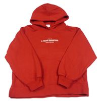 Červená mikina s nápismi a vreckom a kapucňou ZARA