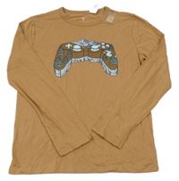 Nové - hnědé triko s ovladačem GAP