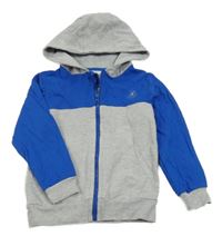 Sivo-modrá prepínaci mikina s kapucňou
