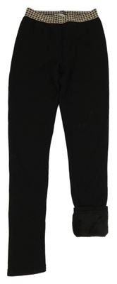 Černé zateplené legíny se zlatým pasem 