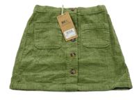 Nové - Zelená manšestrová sukně s knoflíky a kapsami Next