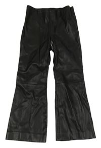 Čierne flare koženkové nohavice ZARA