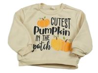 Smotanová mikina s nápismi a dýněmi shein