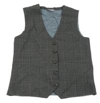 Šedo-hnědá kostkovaná společenská vesta Next