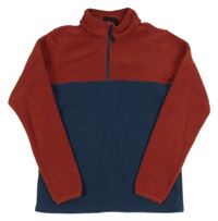 Hnedo-tmavomodrá fleecová mikina