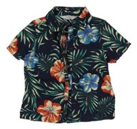 Tmavomodro-barevná květovaná košile Primark