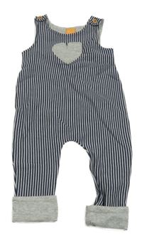 Tmavomodré pruhované laclové tepláky se srdcem 