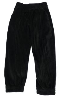 Tmavomodré rebrované zamatové tepláky Lindex