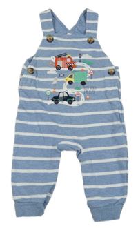 Modro-bílé pruhované laclové tepláky s auty Debenhams