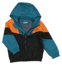 Černo-zeleno-oranžová šusťáková jarní bunda s kapucí Primark