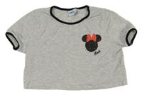 Sivé melírované crop tričko s Minnie Tu