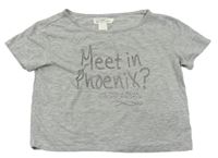 Sivé melírované trblietavé crop tričko s nápisom H&M