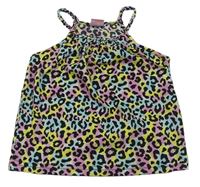 Čierno-farebný crop top s leopardím vzorom zn. Kiki&Koko