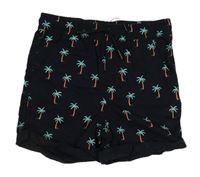 Čierne plátenné kraťasy s palmami Primark