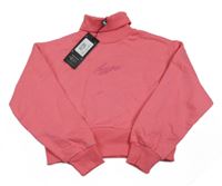 Nové - Ružová crop mikina s nápisom a rolákom zn. HYPE