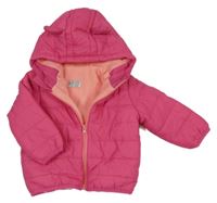Ružová šušťáková zimná bunda s kapucňou