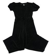 Čierny rebrovaný zamatový nohavicový overal George