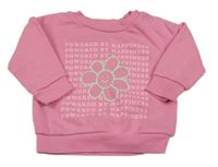 Růžová mikina s nápisy a květem Primark