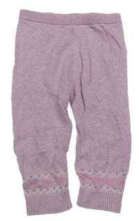 Lila pletené tepláky so srdiečkami