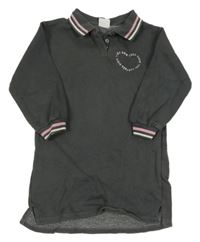 Antracitové teplákové šaty so srdiečkom a golierikom Zara