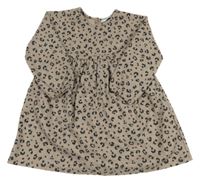Béžovo-čierne melírované úpletové šaty s leopardím vzorom Primark