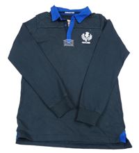 Tmavomodré mikinotriko s golierikom a výšivkou