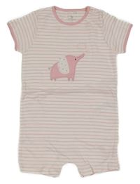 Bílo-růžový pruhovaný kraťasový overal se slonem Next